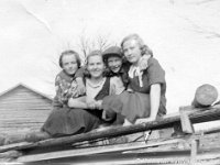 Kerpola(37)  Vasemmalta Lepsalan naapuritalon eli Kerpolan tytär Kyllikki Ahlgren (myöhemmin Rantanen, s. 6.12.1927), Ahlgrenien kasvattitytär Toini Salonen (myöhemmin Sneck), Lepsalan (myöhempi nimi Järvenpää) poika Jaakko Reijonen ja naapuri Mäenpään talosta Aino Koskinen (myöhemmin Silvan).